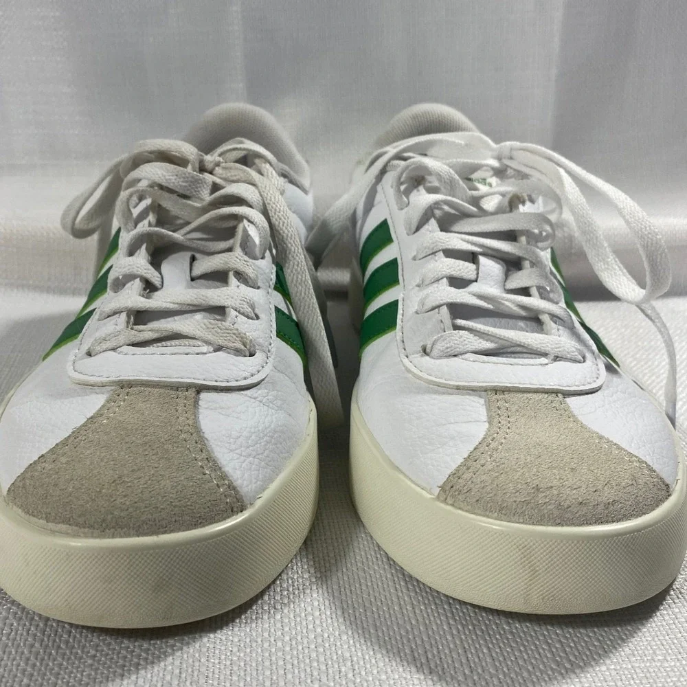 Adidas VL Court 3.0 Low White Green Leather Sneakers ID9069 Mens 7 Womens‎ 8.5